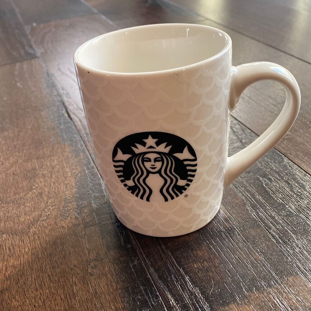Starbucks 2020 white‎ mug with mermaid scales 10 oz coffee tea barista